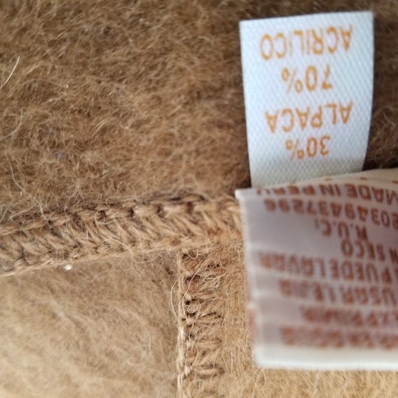 ALPACA CAMARGO Scarf Tan Soft Peruvian Alpaca Blend Fringed Soft 9 x 70 - Picture 7 of 9